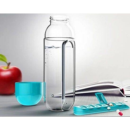 2-in-1 Smart Water Bottle with Built-In Pill Organizer | Travel & Daily Use