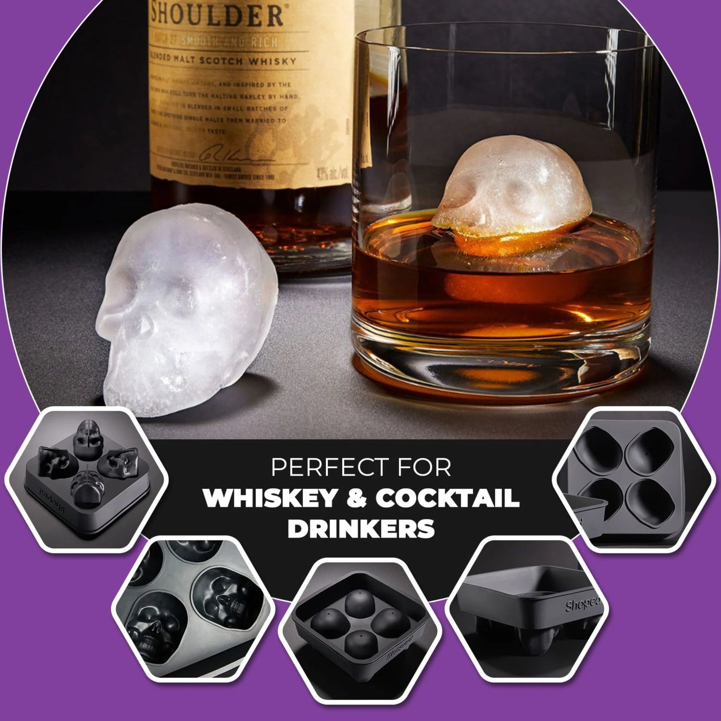 Skull shape ice cube mould