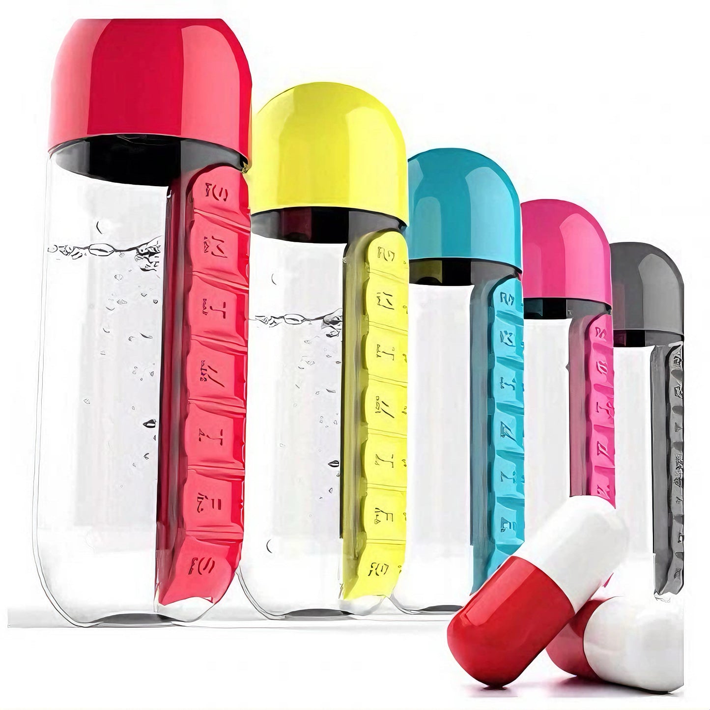 2-in-1 Smart Water Bottle with Built-In Pill Organizer | Travel & Daily Use